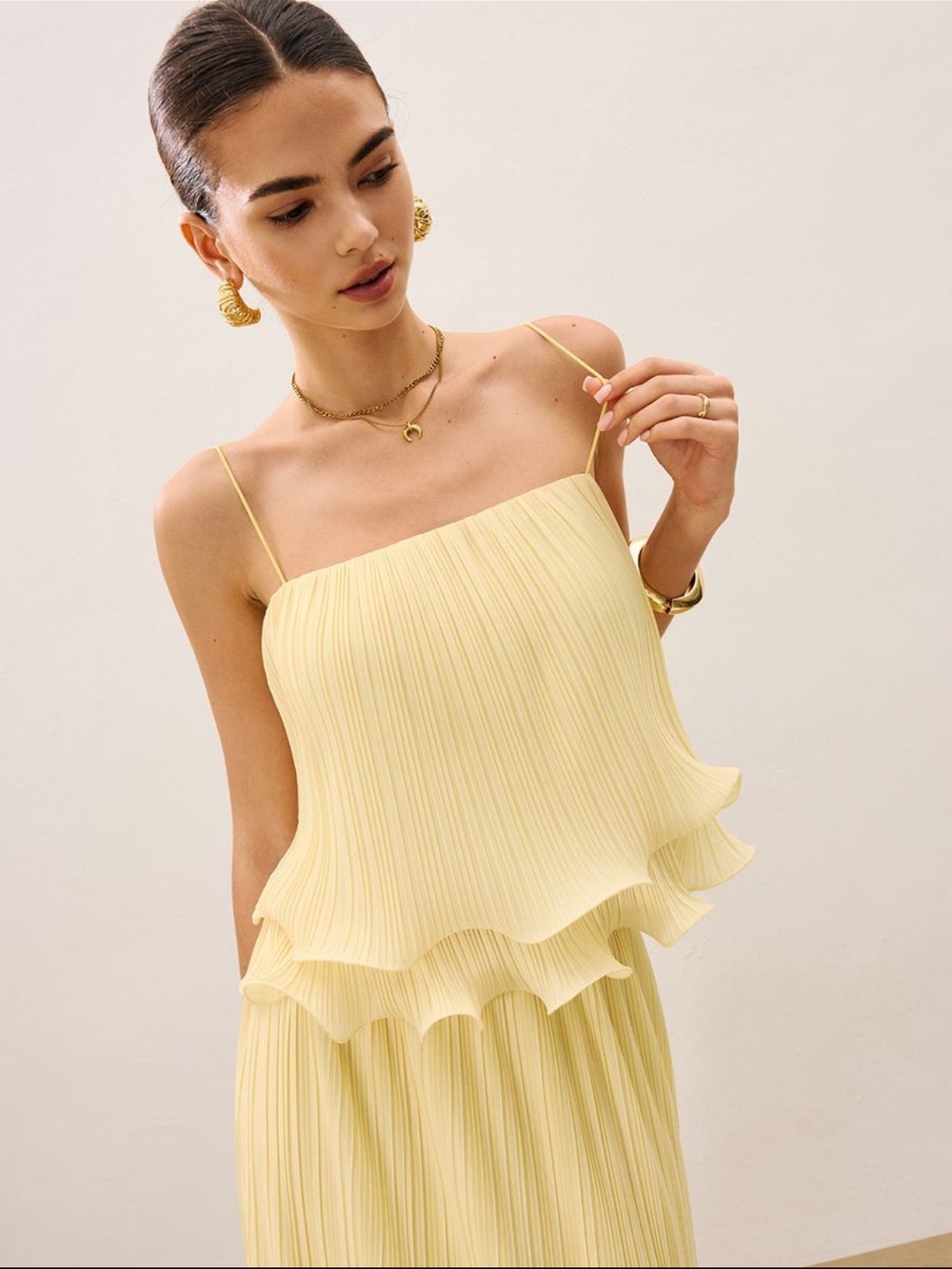 Commense Pleated Layered Ruffle Skirt Set - Picture 4 of 7